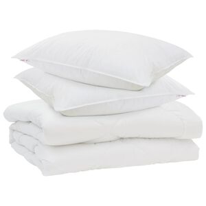 vidaXL Dunt&auml;cke med kudde 3 pcs Vit Mikrofiber