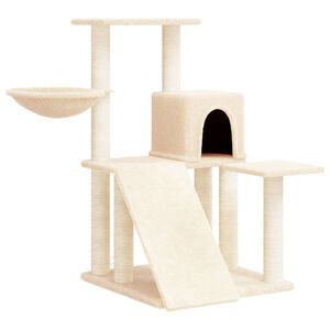 vidaXL Kattr&auml;d med kl&ouml;spelare sisal gr&auml;ddvit 82 cm