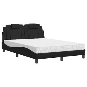 vidaXL Bed "Viana" with Mattress Black 140x200 cm Faux Leather
