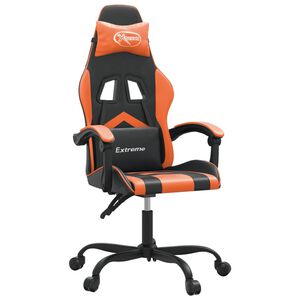 vidaXL Snurrbar gamingstol svart och orange konstl&auml;der
