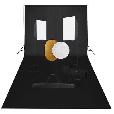 vidaXL Fotostudio med softbox-lampor, bakgrund och reflexskärm
