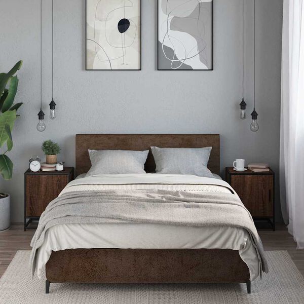 vidaXL Sängbord 2 st brun ek 40x31x50 cm konstruerat trä och metall