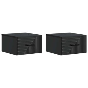 vidaXL V&auml;ggmonterat S&auml;ngbord med l&aring;da 2 pcs Svart 34,5 x 33 x 20 cm