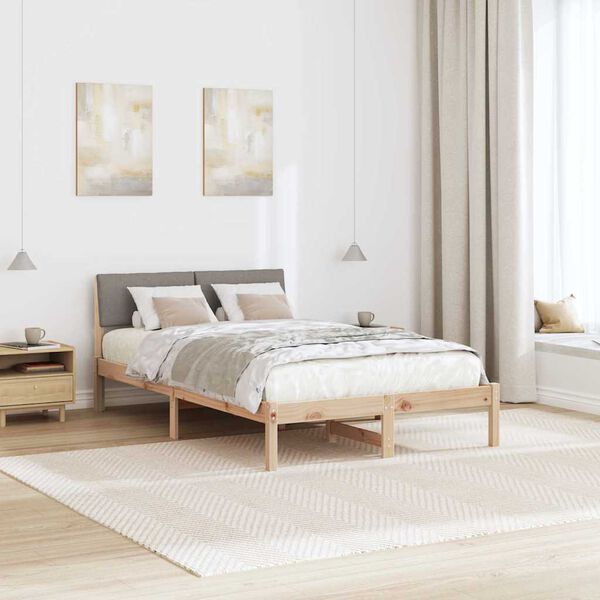 vidaXL S&auml;ngram med huvudgavel Brun och taupe 120 x 190 cm Massiv furu