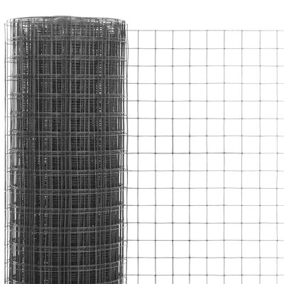 vidaXL Hönsnät stål med PVC-beläggning 25x1,5 m grå