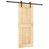 vidaXL Skjutd&ouml;rr Naturlig och svart 80 x 210 cm Massiv furutr&auml;d&ouml;rr