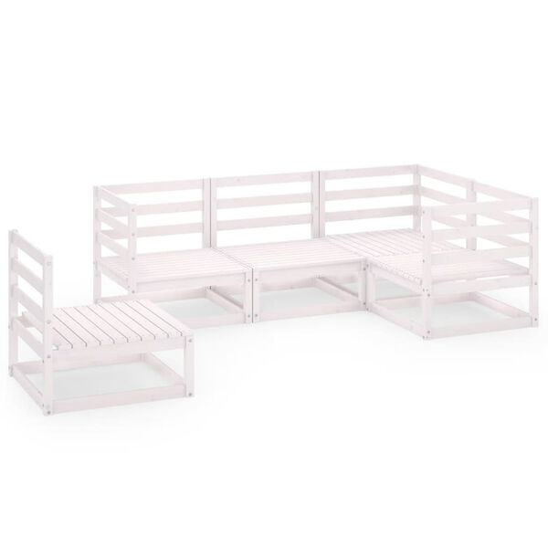 vidaXL Loungegrupp f&ouml;r tr&auml;dg&aring;rden 5 delar vit massiv furu