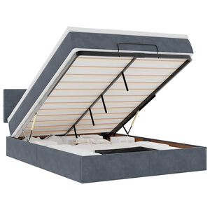 vidaXL Ottoman s&auml;ngram med madrass m&ouml;rkgr&aring; 140x190 cm sammet