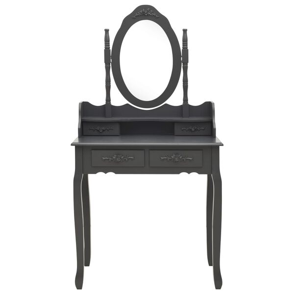 vidaXL Sminkbord med pall gr&aring; 75x69x140 cm paulowniatr&auml;