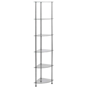 vidaXL Hylla 6 hyllplan transparent 30x30x160 cm h&auml;rdat glas