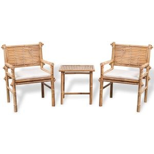 vidaXL Caf&eacute;set med dynor 3 delar bambu