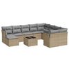 vidaXL Loungegrupp f&ouml;r tr&auml;dg&aring;rden m. dynor 11 delar beige konstrotting