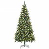 vidaXL Belyst plastgran med kottar 210 cm