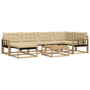 vidaXL Utomhussoffset 7 st Vit och Beige Massivt Akaciatr&auml;