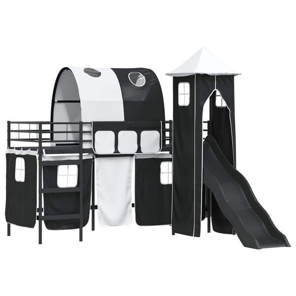 vidaXL Barns loft s&auml;ngram Svart 100 x 190 cm Metall