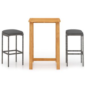 vidaXL Bargrupp f&ouml;r tr&auml;dg&aring;rden med dynor 3 delar gr&aring;