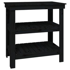vidaXL Arbetsb&auml;nk med hylla Svart 78,5 x 50 x 80 cm Massiv furu