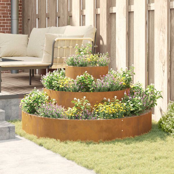 vidaXL Tr&auml;dg&aring;rdsplanterare Brun 120 x 120 x 20 cm V&auml;derbest&auml;ndig st&aring;l