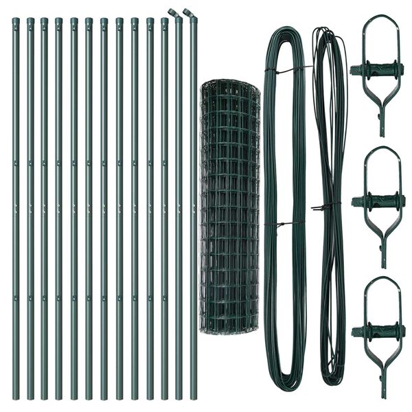 vidaXL St&auml;ngsel med stolpe Gr&ouml;n 1,2 x 25 m St&aring;l och PVC