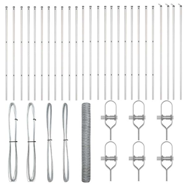 vidaXL St&auml;ngselstolpe Silver 50 x 1,2 m (36 mm n&auml;t) St&aring;l