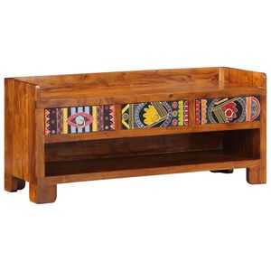 vidaXL Skob&auml;nk med l&aring;da Honung brun 100 x 35 x 45 cm Akacia Massivtr&auml;