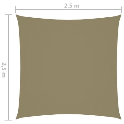 vidaXL Solsegel oxfordtyg fyrkantigt 2,5x2,5 m beige