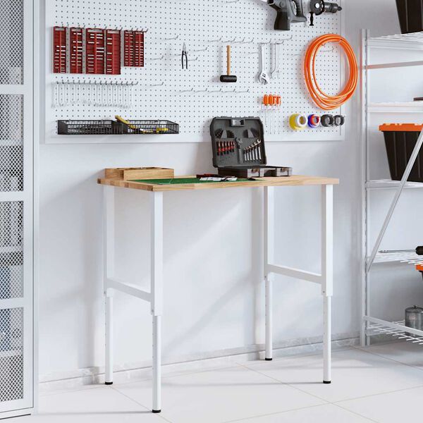 vidaXL Arbetsbänk 100x60x(71,5-98) cm massiv ek