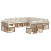 vidaXL Utomhussoffset med kudde 13 pcs Naturlig och Creamvit Polyester