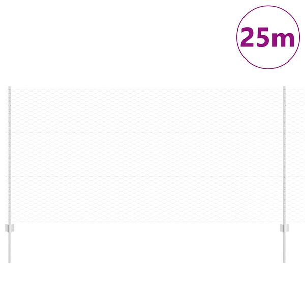 vidaXL Stängsel med stolpe Silver 1,2 x 25 m Stål