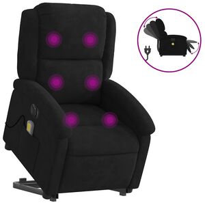 vidaXL Elektrisk massagef&aring;t&ouml;lj med uppresningshj&auml;lp svart sammet