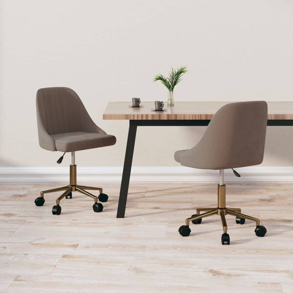 vidaXL Snurrbara matstolar 2 st ljusgr&aring; sammet