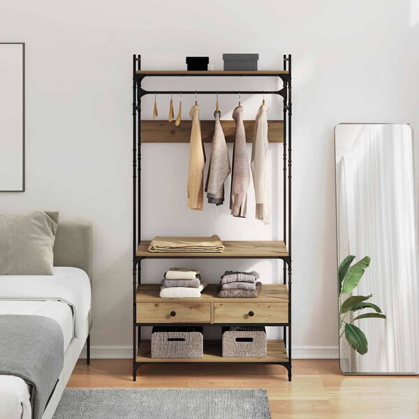 vidaXL Garderob med l&aring;da artisan ek 89 x 39 x 184.5 cm Konstruerat tr&auml;