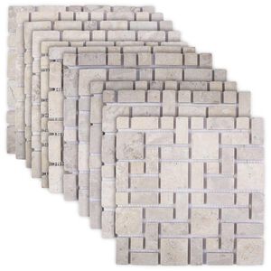 vidaXL Mosaikplattor Gr&auml;ddvit 30 x 30 cm Marmor