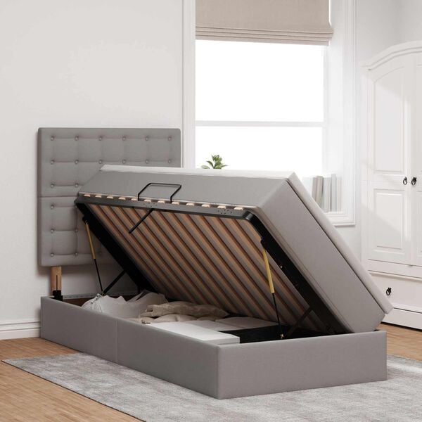 vidaXL F&ouml;rvaringss&auml;ng med LED med madrass Taupe 90 x 200 cm Polyester