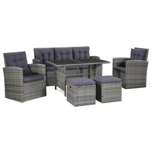 vidaXL Loungegrupp f&ouml;r tr&auml;dg&aring;rden med dynor 6 delar konstrotting gr&aring;