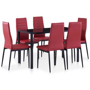 vidaXL Matbord och stolar 7 delar vinr&ouml;d