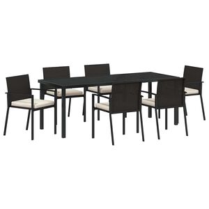 vidaXL Tr&auml;dg&aring;rdsm&ouml;belset 7 pcs Svart Pulverlackerat st&aring;l