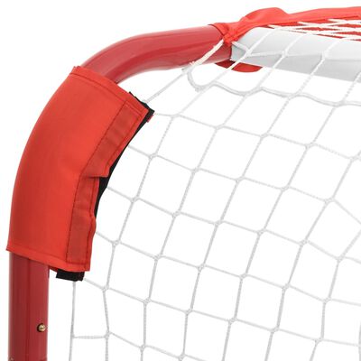 vidaXL Hockeymål röd och vit 137x66x112 cm polyester