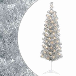 vidaXL Konstgjort smalt jultr&auml;d 150 cm 150 LED-lampor Varmvit