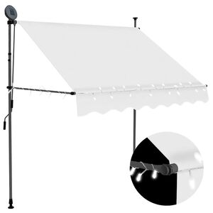 vidaXL Markis manuellt inf&auml;llbar med LED 100 cm gr&auml;ddvit