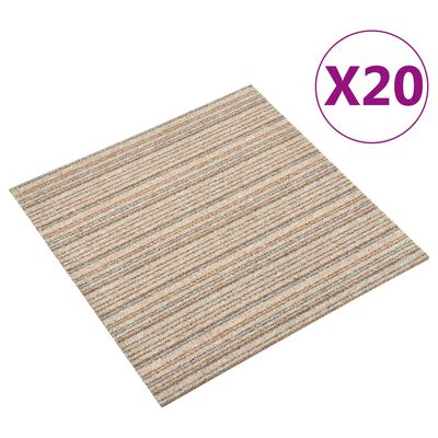 vidaXL Textilplattor 20 st 5 m² 50x50 cm beige ränder