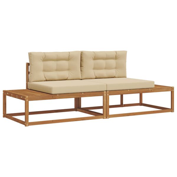 vidaXL Utomhussoffset med kudde 2 Stycke Naturlig och Beige