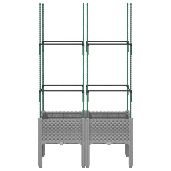 vidaXL Odlingsl&aring;da med spalj&eacute; ljusgr&aring; 80x40x142,5 cm PP