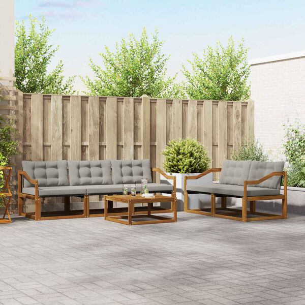 vidaXL Utomhussoffset med kudde 6 pcs Naturlig och Ljus Gr&aring;