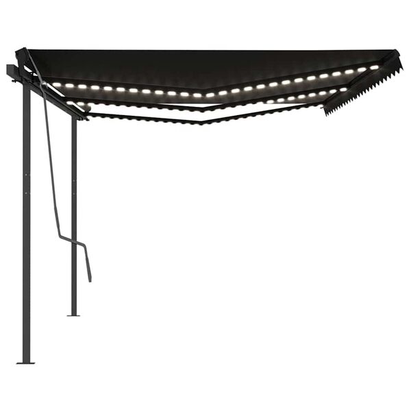 vidaXL Automatisk markis med vindsensor & LED 6x3 m antracit