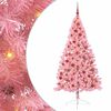 vidaXL Konstgjord F&ouml;rbelyst Julgran med 300 LED-lampor Rosa 180 cm PVC