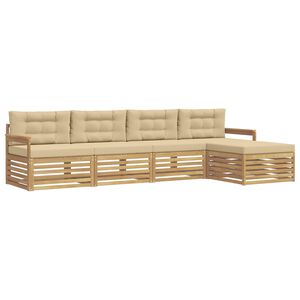 vidaXL Utomhussoffset 5 st Vit och Beige Polyester