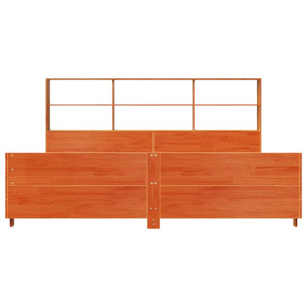 vidaXL S&auml;ngram utan madrass vaxbrun 200x200 cm massiv furu