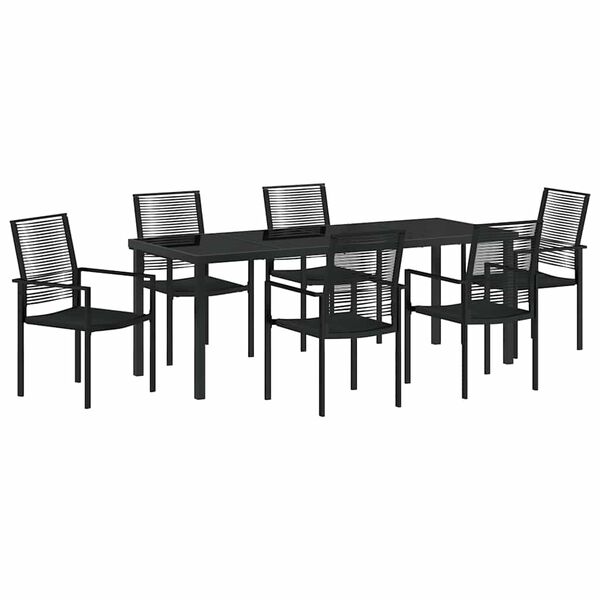 vidaXL Tr&auml;dg&aring;rdsm&ouml;belset 7 pcs Svart Pulverlackerat st&aring;l