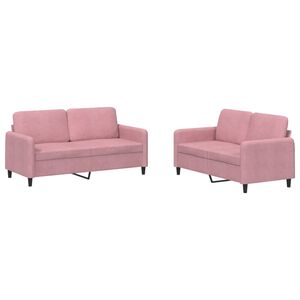 vidaXL Soffgrupp 2 delar rosa sammet